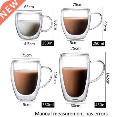 Double Wll High Borosilicte Glss Mug Het Resistnt Te M