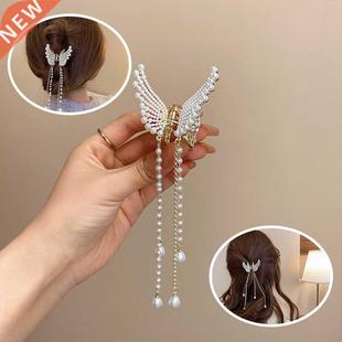 Rhinestone Hair Clips Angel Wing Hair Claw Clips Women Luxur