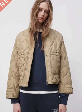 pring new ladies za stand collar loose drawstring design lig