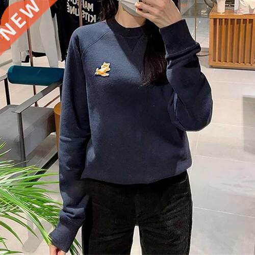 Rowling Lazy Fox Embroidery Women Pullover Long Sleeve O Nec