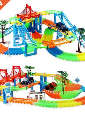 NEW 2in1Railway Flexible Track Car Set Lighting Racing Car G