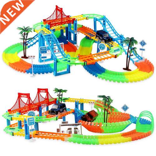 NEW 2in1Railway Flexible Track Car Set Lighting Racing Car G