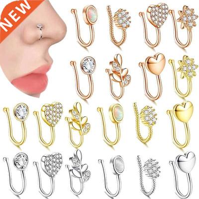 Cute unny Nose Ring Clip On Nose Cross Stainless Steel Hear