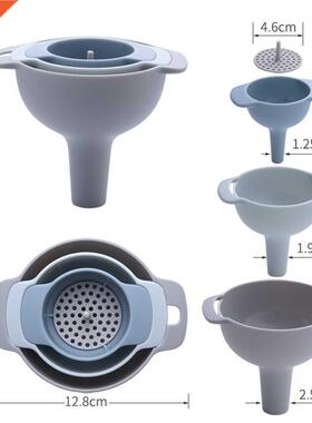 3pcs Plastic Kitchens Funnels Set with Strainer Filter for