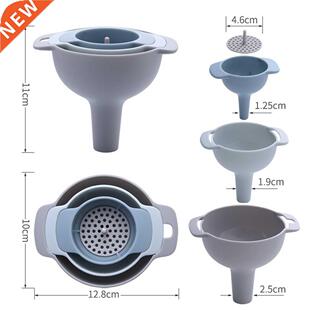 3pcs Plastic Kitchens Funnels Set with Strainer Filter for