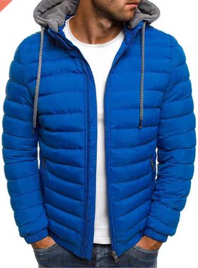 Men Winter Parkas Fashion Solid Hooded Cotton Coat Jacket Ca