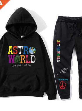 TRAVIS SCOTT ASTROWORLD HOODIES Letters Print Sweatshirt+Sw
