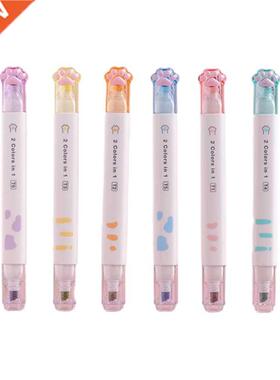 12 Colors Dual-ended Highlighters Colorful Marker Pens for K