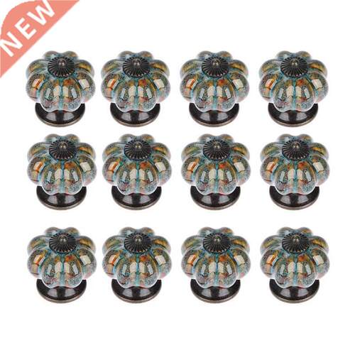 12Pcs Ceramic Door Knob Antique Pumpkin for Cabinets Cupboar