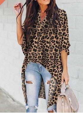 2019 Women Ladies V-Neck Casual Blouse Flare Sleeve Irregula