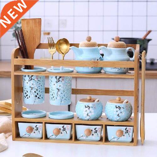 Kitchen Ceramic Seasoning box set oil pot chopsticks tube
