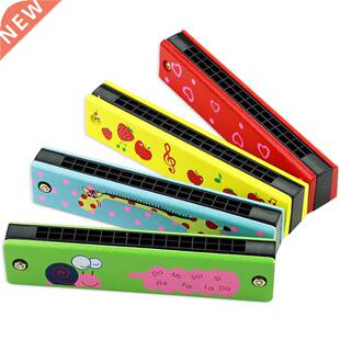 16 Holes Children Harmonica Wooden Double Row Blowable Harmo