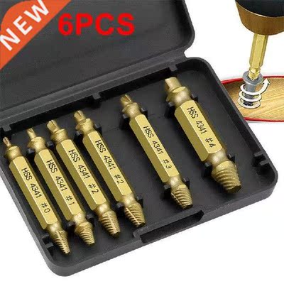 6Pcs/set Screw Extractor Drill Bits Guide Kit Damaged Screw