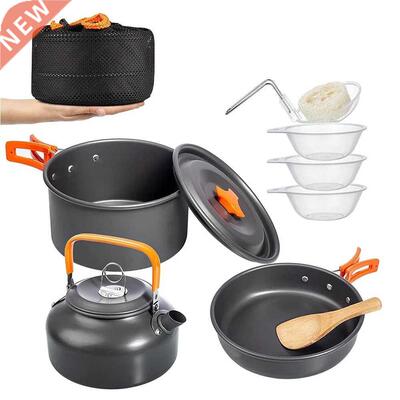 Camping Cookware Kit Outdoor Aluminum Cooking Set Water Kett