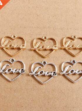 20pcs Retro Silver Color Love Heart Charms for Jewelry Makin