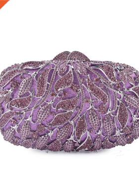 XIYUAN Luxury purple/black Crystal Multicolor Clutch Bag Wom