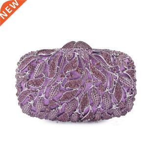 XIYUAN Luxury purple/black Crystal Multicolor Clutch Bag Wom