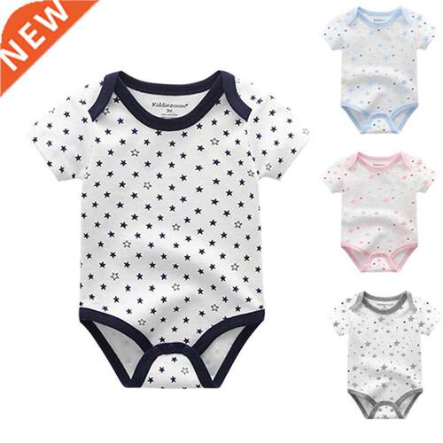 Newborn Summer Baby Rompers Cotton Short Sleeves Print Infan