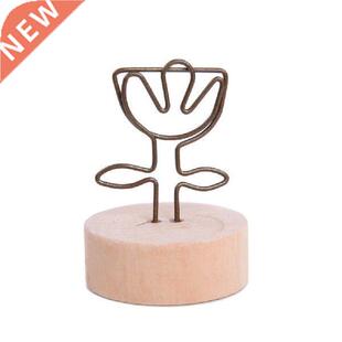 Place Cardholders Creative Round Wooden Iron Photo Clip