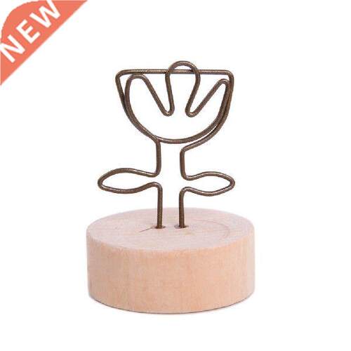 Place Cardholders Creative Round Wooden Iron Photo Clip