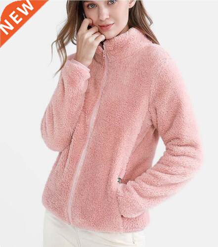 Women Solid Jacket Zipper Pocket Thick Sweatshirt Kangaroo P