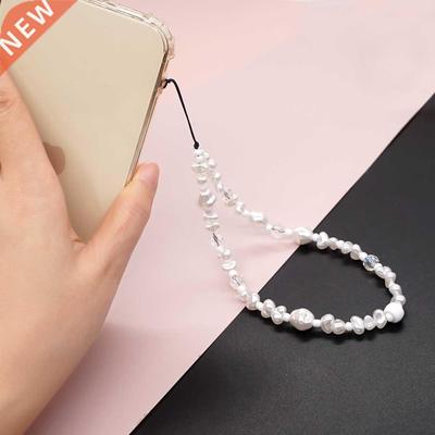 inus White Beaded Chains Cell Phone Chain Crystal Beads Ph