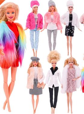 Barbies Doll Clothes Fashion Coat Plush ops Pants Hats Casua
