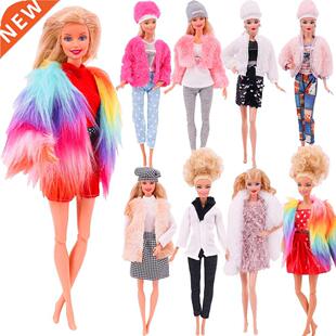 Barbies Doll Clothes Fashion Coat Plush ops Pants Hats Casua