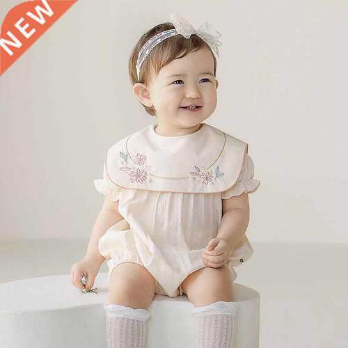 Summer 2022 Bby Kids Rompers Short Sleeve Embroidery Flower