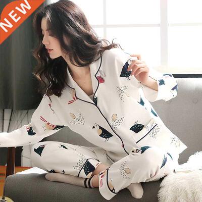 Women Two-iece yjama Sing Long Sleeve Touses Sweet Sle