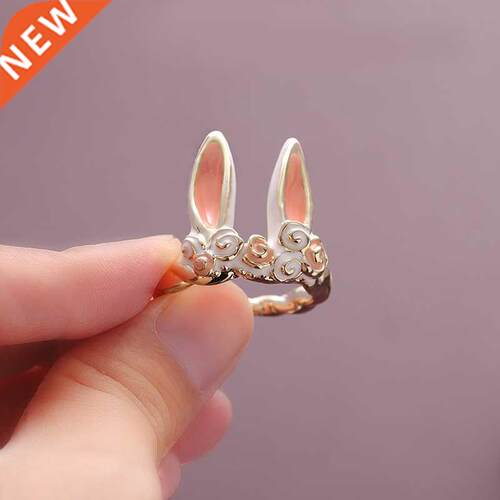 Sweet Cute Rabbit Open Rings For Women Kids Lovely Animal Ea