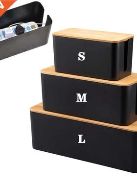 Cable Storage Box Wooden Power Line Storage Case Dustproof C