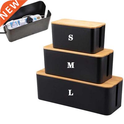 Cable Storage Box Wooden Power Line Storage Case Dustproof C