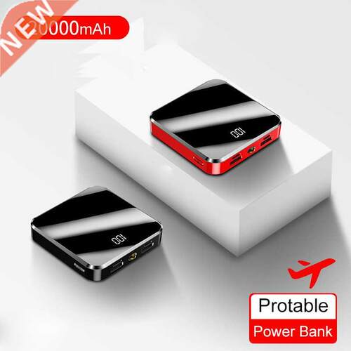 20000mAh Mini Power Bank Mirror LED Flashlight Double USB Ou