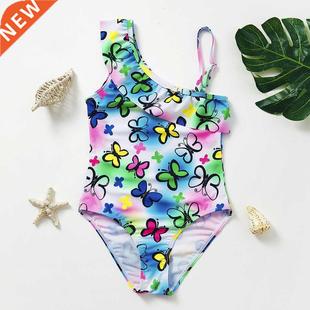 3~10Y Girls Swimwear one piece swimsuit Butterfly print Chil