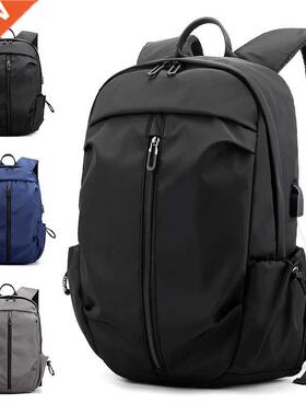 USB Backpack Men Nylon Waterproof Travel Bag New Simple Pure