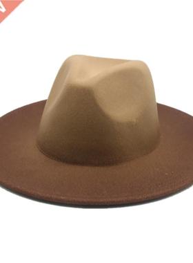 2021 Fedora Hat Women Wide Brim Gradient Color Designed Pana