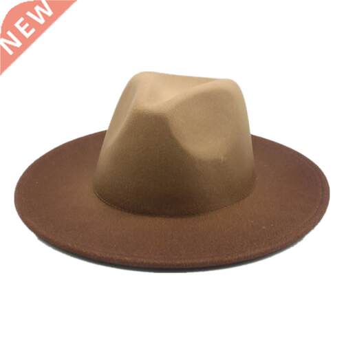2021 Fedora Hat Women Wide Brim Gradient Color Designed Pana