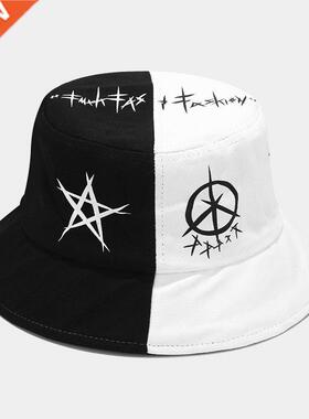 Summer Cotton Bucket Hat Patchwork Graffiti Men Women Outdoo