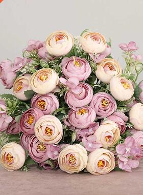 1 Bouquet 12 heads Artfcal Peony Tea Rose Flowers Camell