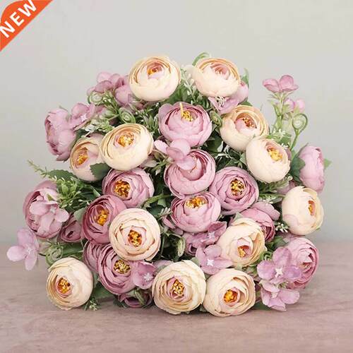 1 Bouquet 12 heads Artfcal Peony Tea Rose Flowers Camell