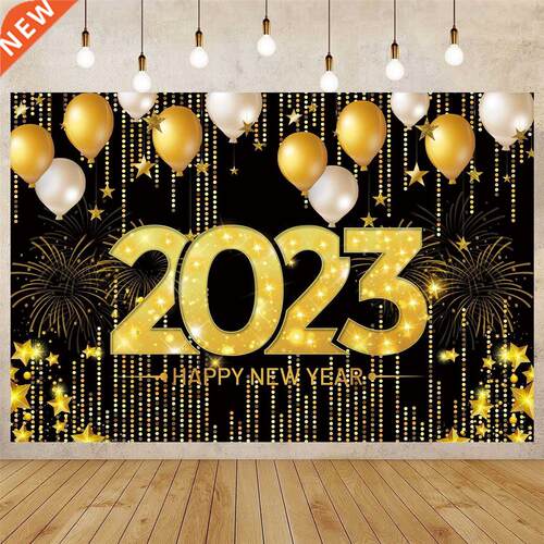 Happy New Year Backdrop for 202 Glitter Fireworks Balloons