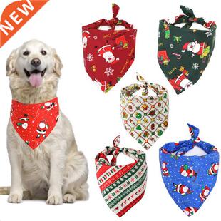 Pet Triangle Bandanas Christmas Santa Deer Print Large Dog S