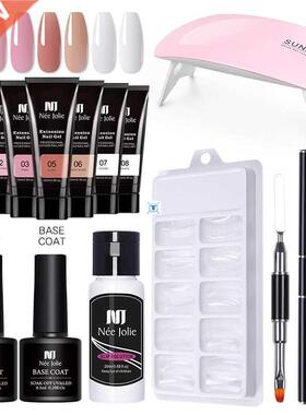 Nail Extension Gel Polish Set Pink White Crystal UV LED