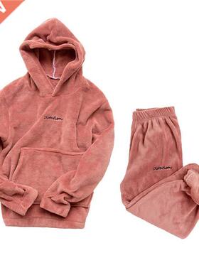 Women Winter Pajamas Set Thick Warm Flannel Homewear Winter