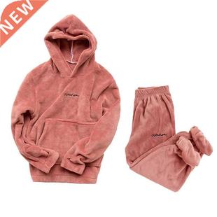 Women Winter Pajamas Set Thick Warm Flannel Homewear Winter