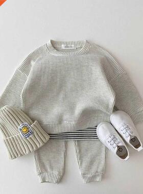 Korean Baby Clothing Sets Waffle Cotton Kids Boys Girls Clot