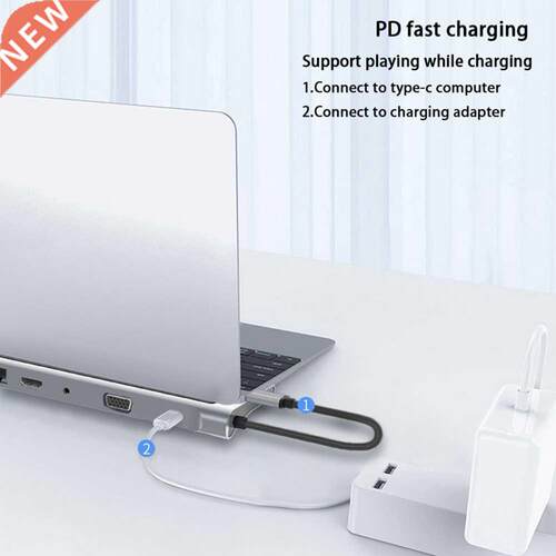 Type-C Hub HDMI-Compatible USB3.0 RJ45 TF Reader 3.5mm Jack
