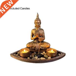Buddha Statue Meditation Balcony With Base Candle Holder