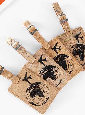 Earth Airplane Pattern Suitcase Pu Leather Luggage Tag Label